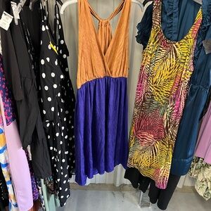 Forever 21 Orange and Purple Backless Dress